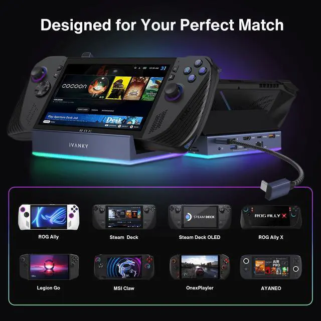 Alt view image 7 of 7 - 4K@120Hz 14-in-1 Docking Station for Steam Deck OLED/ROG Ally X/Lenovo Legion Go