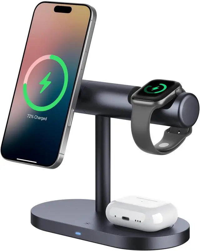 Main image of 4-in-1 Wireless Charging Stand with 3 Level Night Light and Safe Charging Base
