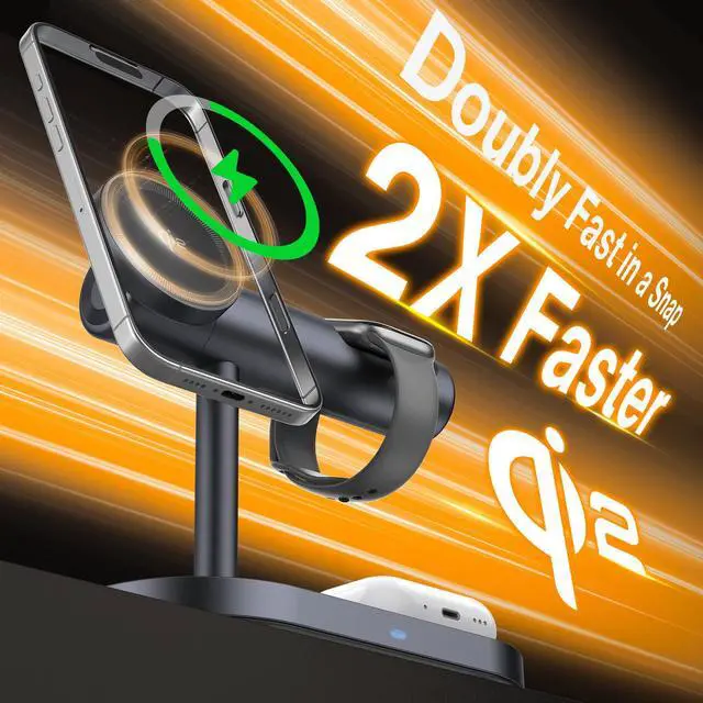 Alt view image 4 of 7 - 4-in-1 Wireless Charging Stand with 3 Level Night Light and Safe Charging Base