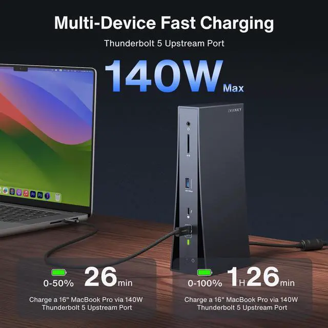 Alt view image 2 of 7 - iVANKY FusionDock Dual 6K Thunderbolt 5 Docking Station for MacBook