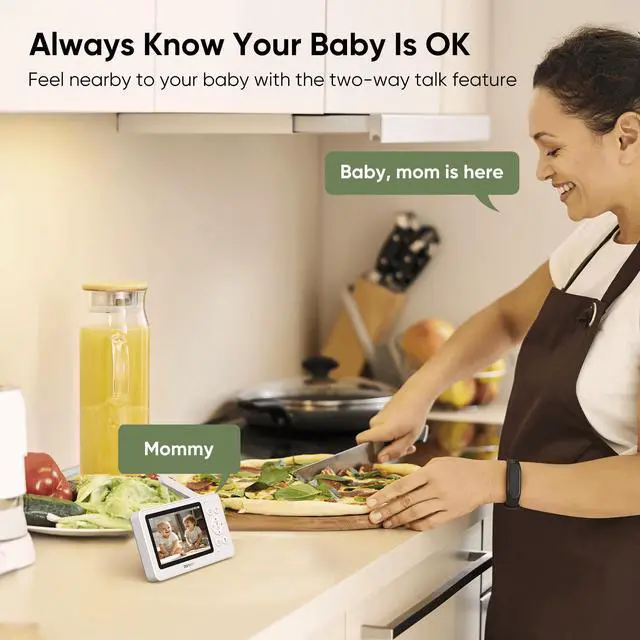 Alt view image 7 of 7 - bonoch 4.3" Baby Monitor with 2 720p Video LCD Display Cameras with 23Hour Battery, VOX Mode, 2-Way Audio, Auto Night Vision