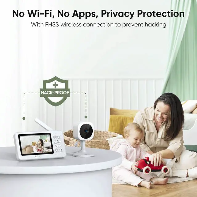 Alt view image 2 of 7 - bonoch 720P 4.3" Baby Monitor with Camera and Audio, 4000mAh Battery Video Baby Monitor No WiFi, VOX Mode, 2 Way Audio, Auto Night Vision