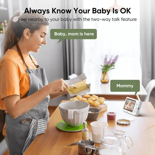 Alt view image 7 of 7 - bonoch 720P 4.3" Baby Monitor with Camera and Audio, 4000mAh Battery Video Baby Monitor No WiFi, VOX Mode, 2 Way Audio, Auto Night Vision