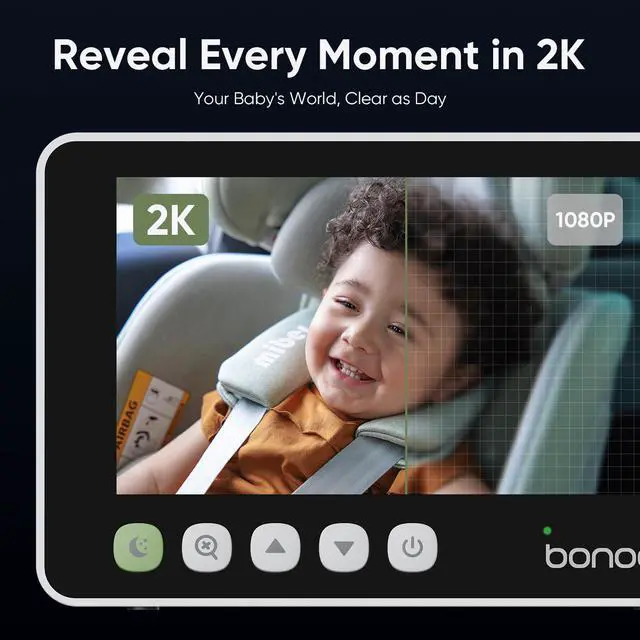 Alt view image 2 of 7 - 2K Baby Car Camera with Full Crystal Night Vision, 5 Inch Baby Car Montior for Back Seat Rear Facing