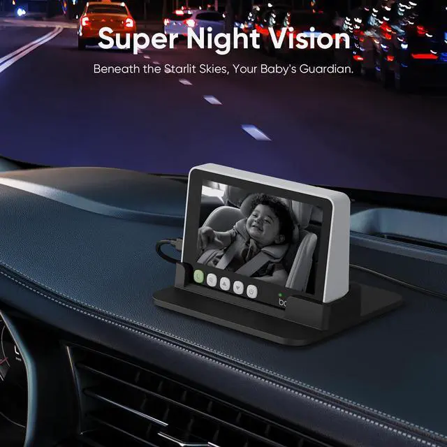 Alt view image 7 of 7 - 2K Baby Car Camera with Full Crystal Night Vision, 5 Inch Baby Car Montior for Back Seat Rear Facing