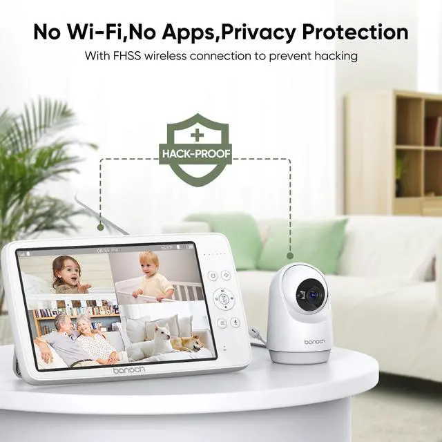 Alt view image 4 of 7 - bonoch MegaView Baby Monitor 10 inch 720P with 2 cameras No Wifi VOX Mode Auto Night Vision Hack Proof