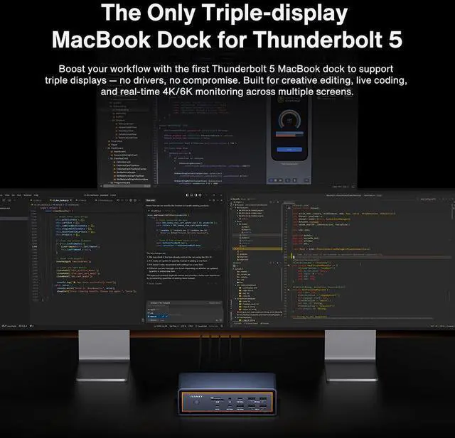 Alt view image 7 of 7 - FusionDock Max 2 Thunderbolt 5 Docking Station Triple Display For MacBook with Thunderbolt 5 Cable (3.3')
