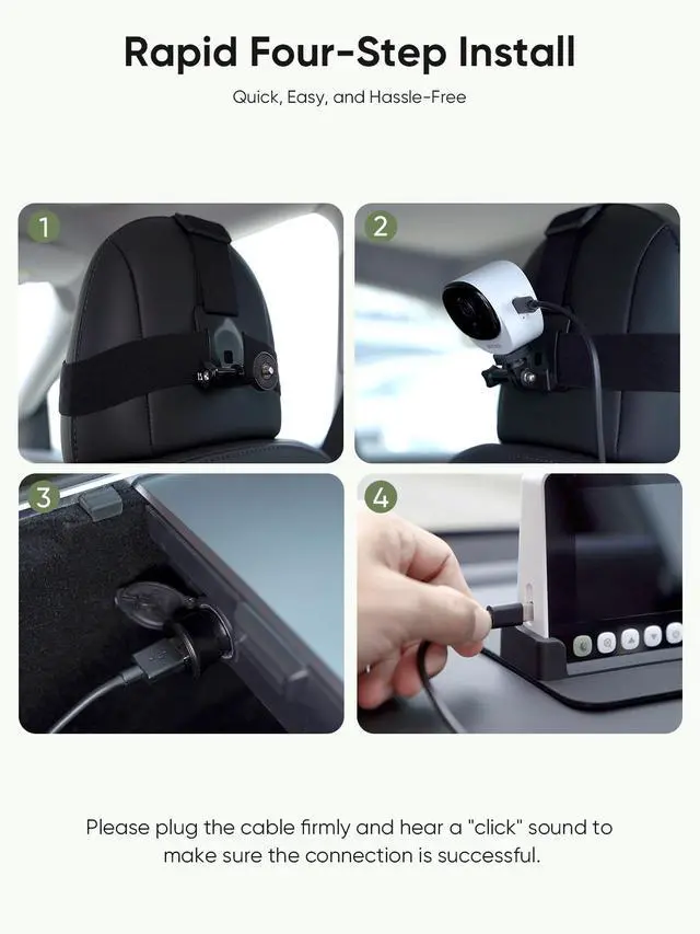 Alt view image 4 of 6 - Bonoch 5" 1440P Dual Baby Car Camera, 360° Rotatable Wide View, Split Screen & Night Vision, USB Powered Car Seat Monitor for 2 Kids