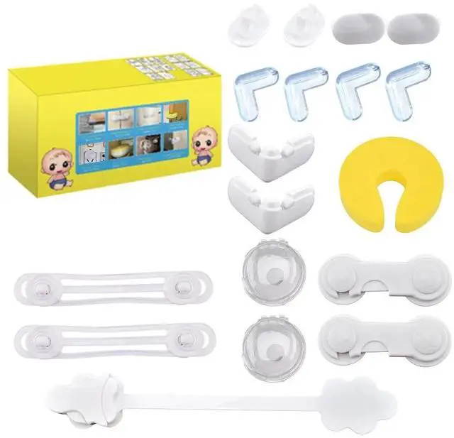 Alt view image 2 of 5 - 18PCS Baby Safety Locks Cabinet Locks for Babies Socket Cover Drawer Lock Corner Guard