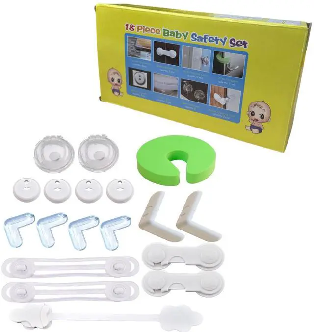 Main image of 18PCS Baby Safety Locks Cabinet Locks for Babies Socket Cover Drawer Lock Corner Guard