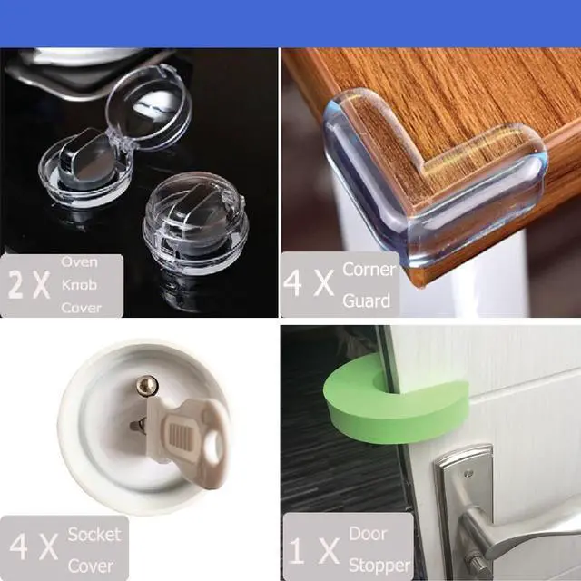 Alt view image 5 of 5 - 18PCS Baby Safety Locks Cabinet Locks for Babies Socket Cover Drawer Lock Corner Guard