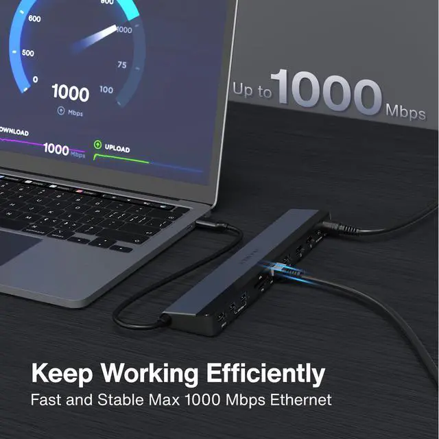 Alt view image 2 of 7 - iVANKY 12-in-1 USB-C Thunderbolt 3/4 Docking Station with 100W Power Adapter, 85W PD Charging, Dual 4K HDMI, USB 3.0, Gigabit Ethernet, SD/TF Card Reader for Dell HP Lenovo Asus Surface Laptops