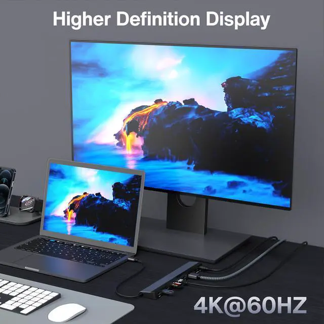 Alt view image 4 of 7 - iVANKY 12-in-1 USB-C Thunderbolt 3/4 Docking Station with 100W Power Adapter, 85W PD Charging, Dual 4K HDMI, USB 3.0, Gigabit Ethernet, SD/TF Card Reader for Dell HP Lenovo Asus Surface Laptops