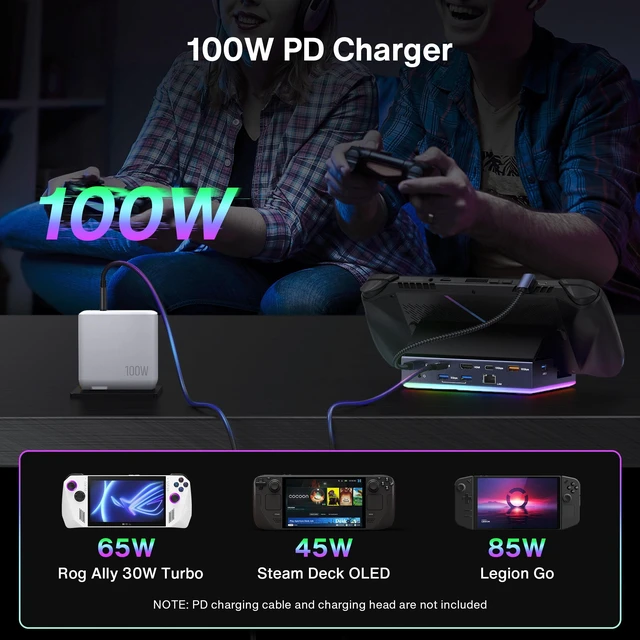Alt view image 4 of 7 - iVANKY 14-in-1 RGB Docking Station for ROG Xbox Ally X (2025), Steam Deck, Legion Go S, MSI Claw 8 AI, 4K@120Hz, 10Gbps USB 3.2, SD/TF, 1Gbps Ethernet, 100W Charge, Foldable