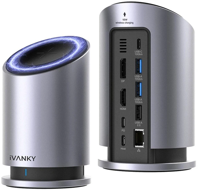 Main image of iVANKY 9-in-1 USB-C Hub with Dual 4K@60Hz HDMI & DisplayPort,Qi2 Magnetic Wireless Charging 15W,100W PD Works with MacBook, Windows Laptops Docking Station,Tablets & Smartphones,3x USB 3.2 10Gbps, GbE