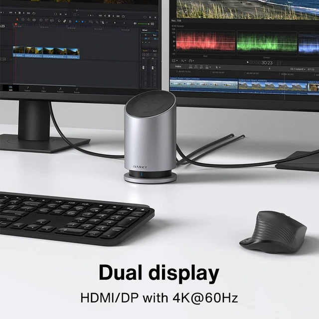 Alt view image 6 of 7 - iVANKY 9-in-1 USB-C Hub with Dual 4K@60Hz HDMI & DisplayPort,Qi2 Magnetic Wireless Charging 15W,100W PD Works with MacBook, Windows Laptops Docking Station,Tablets & Smartphones,3x USB 3.2 10Gbps, GbE