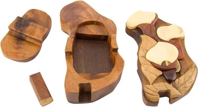 Alt view image 3 of 3 - Calla Lilly- All Natural Wood Intarsia Puzzle Box - Handcrafted with Secret Compartment