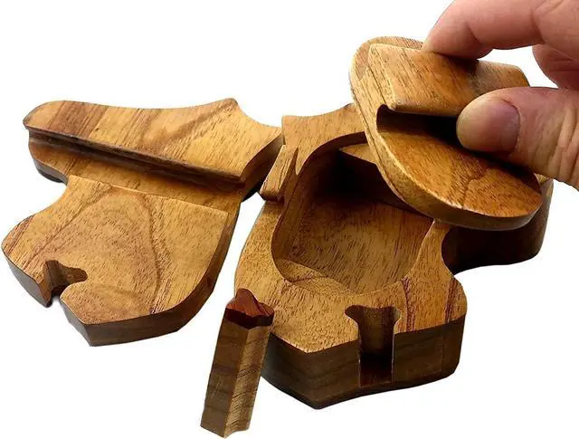 Alt view image 3 of 3 - HorseHead - Handcrafted Wood Intarsia Puzzle Box - All Natural Exotic Woods with Secret Compartment