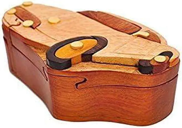 Alt view image 2 of 3 - Car - Handcrafted Wooden Intarsia Puzzle Box - All Natural Wood Art