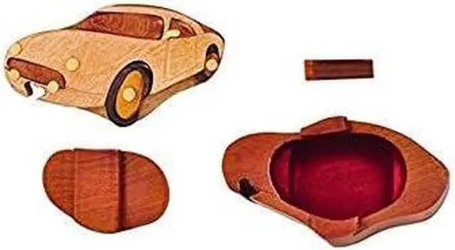Alt view image 3 of 3 - Car - Handcrafted Wooden Intarsia Puzzle Box - All Natural Wood Art