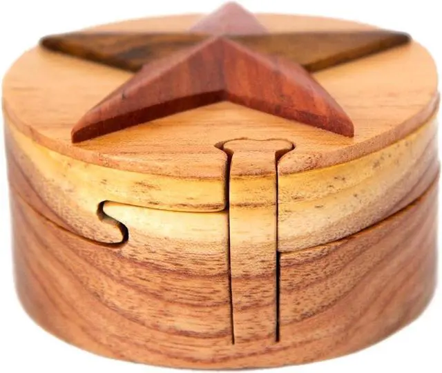 Alt view image 4 of 4 - Star - All Natural Wooden Puzzle Box - Handcrafted Intarsia Wood Art