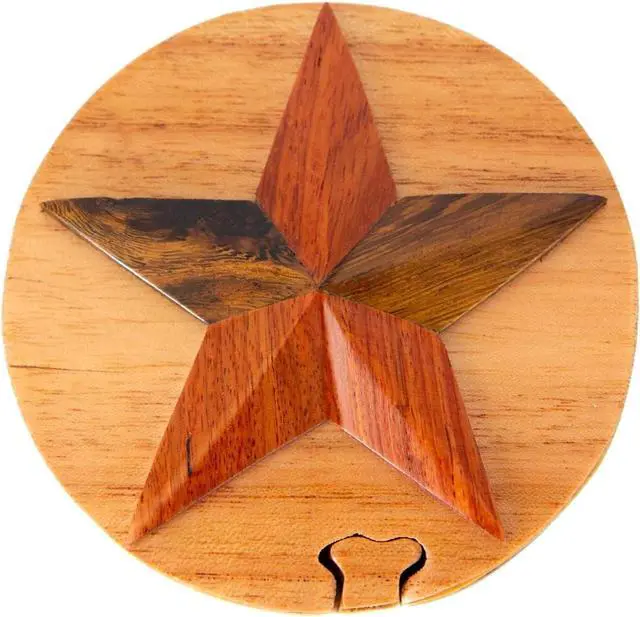 Alt view image 3 of 4 - Star - All Natural Wooden Puzzle Box - Handcrafted Intarsia Wood Art