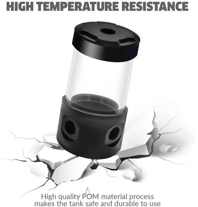 Alt view image 5 of 7 - Dracaena 100mm G1/4 Holes, 50-55mm OD Cooling Acrylic Ball Water Reservoir, Water Tank with Metal Cover, Multi outlets for Computer Water Cooling System