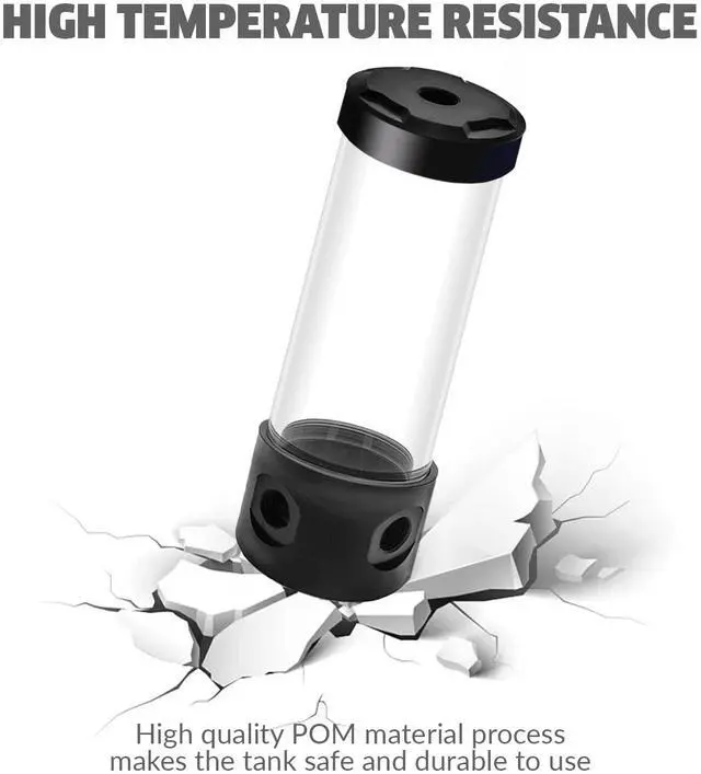 Alt view image 5 of 7 - Dracaena.io 200mm G1/4 Holes, 55mm OD Cooling Acrylic Ball Water Reservoir, Water Tank with Metal Cover, Multi outlets for Computer Cooling System