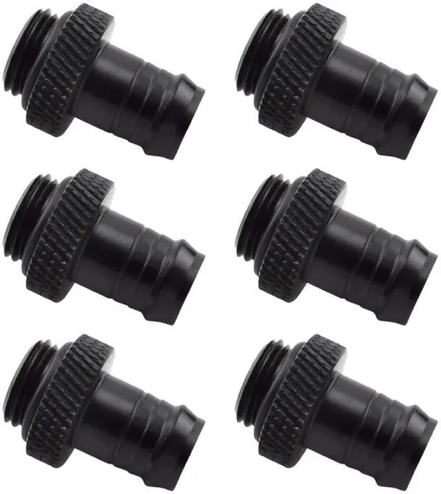 Alt view image 2 of 7 - dracaena.io 12 Pack of G1/4" thread to 3/8" Barb Fitting for Soft Tubing, PC Water Cooling System Soft Tube Connectors, Black
