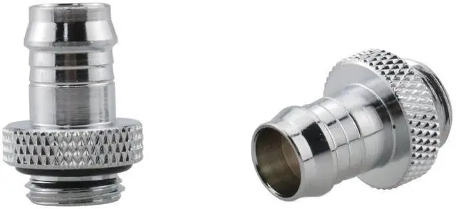 Alt view image 2 of 6 - dracaena.io 6 Pack of G1/4" thread to 3/8" Barb Fitting for Soft Tubing, PC Water Cooling System Soft Tube Connectors, Silver