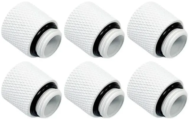Main image of Dracaena.io 6 Pack G1/4" 15mm Height Male to Female Extender Fittings, Brass Compression Fittings with O Rings for PC Liquid Cooling Loop, Water Cooling Tube Connectors, White