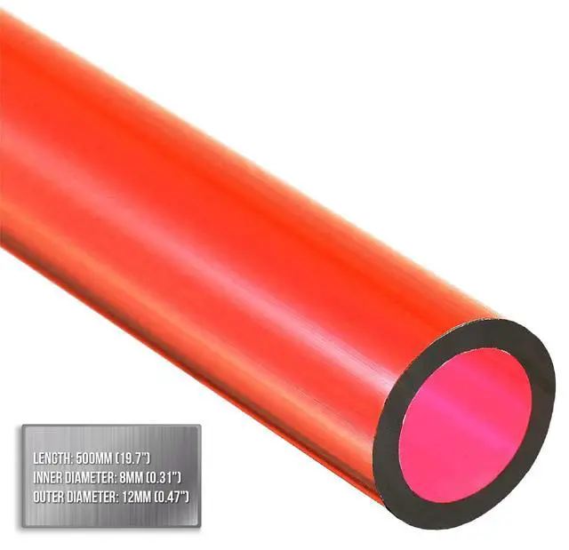 Alt view image 2 of 5 - dracaena.io 16 Pack PETG Hard Tubing - 450mm/17.7" Length, 14mm/0.55" Outer Diameter, 10mm/0.39" Inner Diameter - Rigid Pipe for Water Cooling Systems, Red