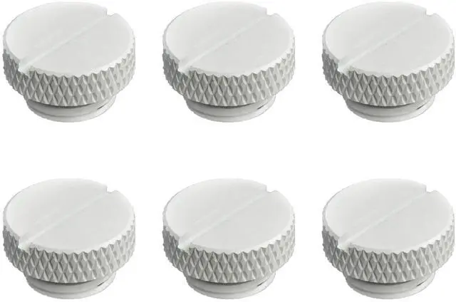 Main image of dracaena.io 6 pack G1/4" thread, Thin water Stop Plug Fitting with Coin Slot for Computer water cooling System, durable brass/copper material, White