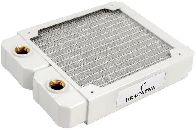 Main image of dracaena.io 120mm - 28mm/1.1 inch Thick Computer Radiator, 14 Tubes Copper Water Cooling Cooler for CPU Heat Sink - Liquid Heat Exchanger Dual G1/4 Thread, White