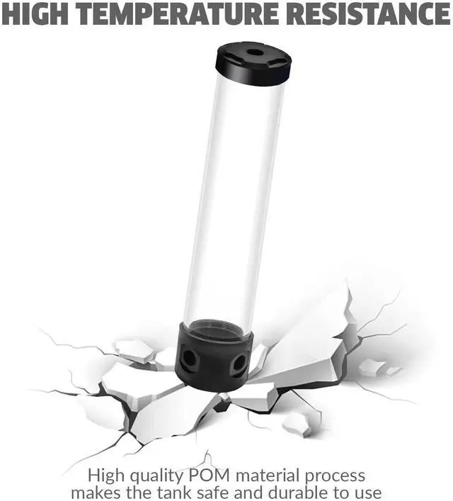 Alt view image 5 of 7 - Dracaena.io 300mm G1/4 Holes, 55mm OD Cooling Acrylic Ball Water Reservoir, Water Tank with Metal Cover, Multi outlets for Computer Cooling System