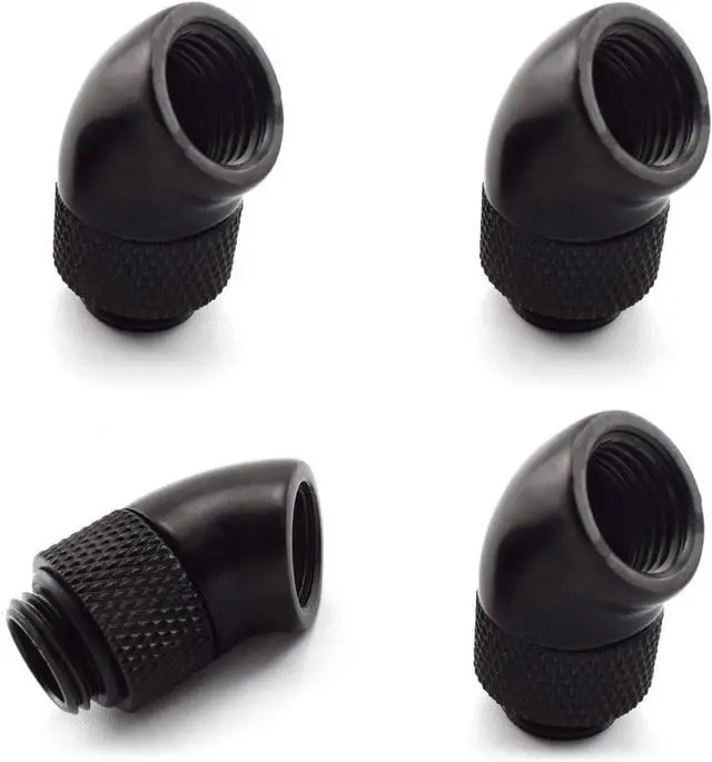 Alt view image 2 of 6 - dracaena.io 12 pack G1/4" thread Male to Female Extender Fitting, 45° Rotary Fitting Adapter Connector for Computer Water Cooling System, Black