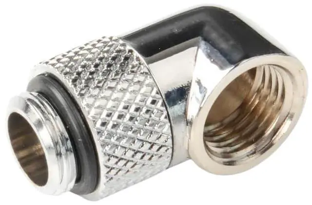 Alt view image 2 of 7 - dracaena.io 2 pack G1/4" thread Male to Female Extender Fitting, 90° Rotary Fitting Adapter Connector for Computer Water Cooling System, Silver