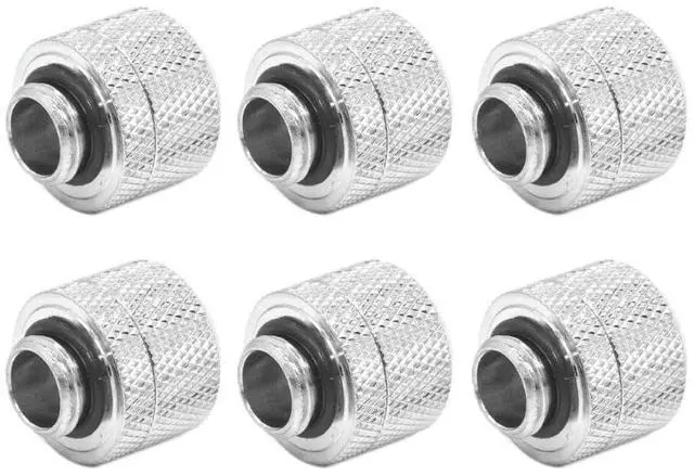 Main image of dracaena.io 6 pack G1/4" thread to 14mm outer diameter, Hard Tubing Compression Fitting with high body design for Computer water cooling system, Silver