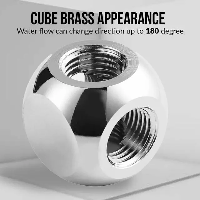 Alt view image 6 of 7 - dracaena.io 2 Pack G1/4" Thread, 3-Way/ 4-Way Ball Fitting Extender or Connector for The Computer Water Cooling System, Durable Brass/Copper Material (Silver (2pcs), 4 way)