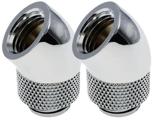 Main image of dracaena.io 2 pack G1/4" thread Male to Female Extender Fitting, 45° Rotary Fitting Adapter Connector for Computer Water Cooling System, Silver