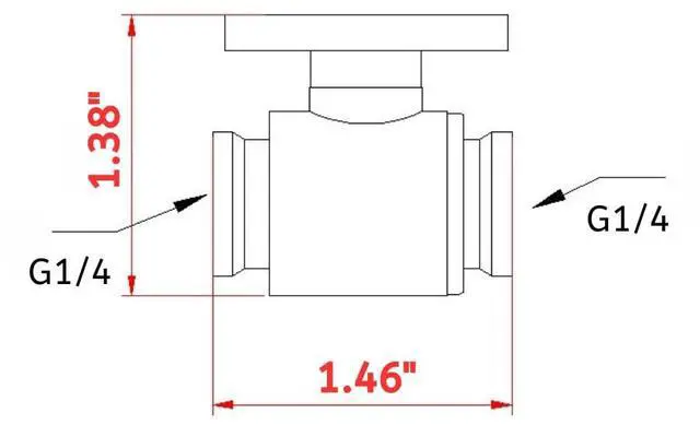 Alt view image 6 of 6 - Dracaena.io G1/4'' Internal Thread Water Cooling Valve, Brass Body Valve with Aluminium Handle, Pumping Fittings for PC, Shut Off Valve with Full Water Flow, (Black, 2)