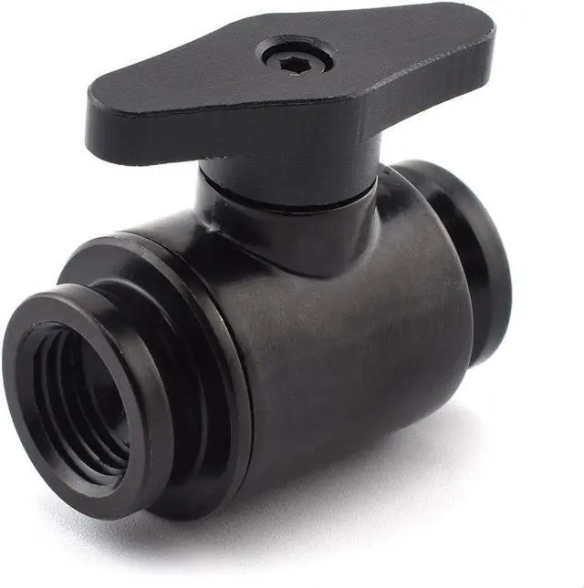 Alt view image 5 of 6 - Dracaena.io G1/4'' Internal Thread Water Cooling Valve, Brass Body Valve with Aluminium Handle, Pumping Fittings for PC, Shut Off Valve with Full Water Flow, (Black, 2)