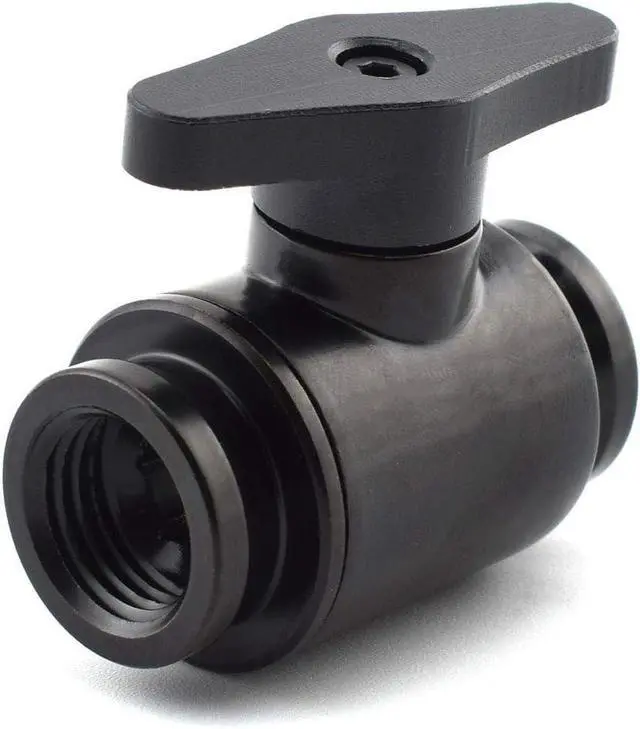 Alt view image 2 of 6 - Dracaena.io G1/4'' Internal Thread Water Cooling Valve, Brass Body Valve with Aluminium Handle, Pumping Fittings for PC, Shut Off Valve with Full Water Flow, (Black, 2)