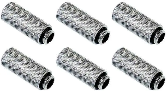 Main image of dracaena.io 6 Pack G1/4" 40mm Height Male to Female Extender Fittings, Brass Compression Fittings with O Rings for PC Liquid Cooling Loop, Water Cooling Tube Connectors, Silver