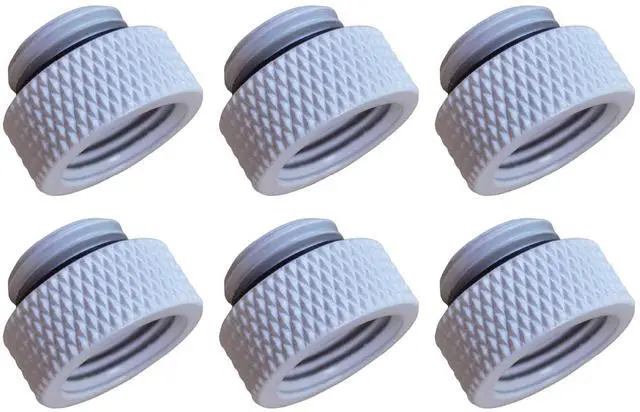 Main image of dracaena.io 6 Pack G1/4" 7.5mm Height Male to Female Extender Fittings, Brass Compression Fittings with O Rings for PC Liquid Cooling Loop, Water Cooling Tube Connectors, White