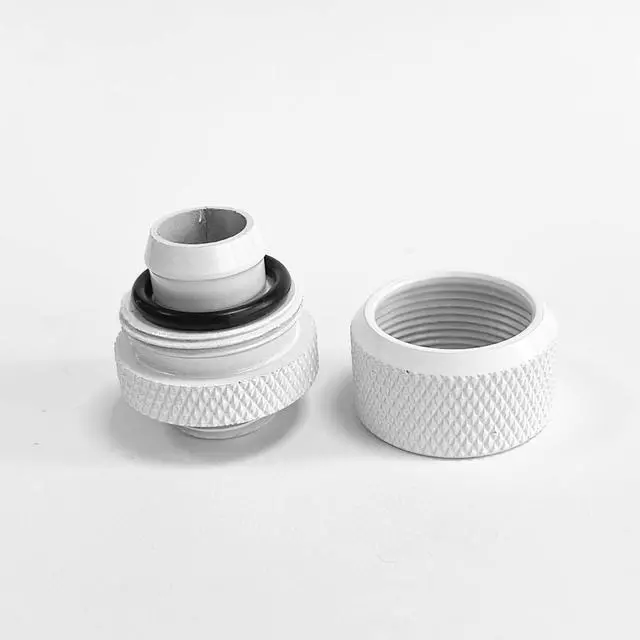Alt view image 5 of 7 - dracaena.io 2 Pack G1/4" Thread to 3/8" ID, 1/2" OD Compression Fitting for Soft Tubing, Soft Tube Connectors for Computer Water Cooling System, White