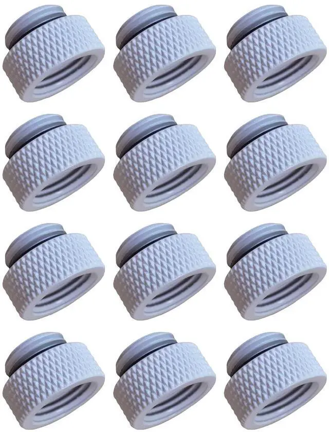 Main image of Dracaena.io 12 Pack G1/4" 7.5mm Height Male to Female Extender Fittings, Brass Compression Fittings with O Rings for PC Liquid Cooling Loop, Water Cooling Tube Connectors, White