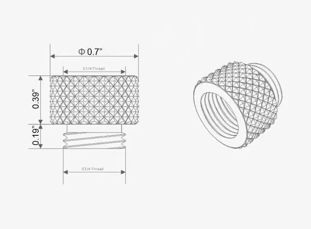 Alt view image 5 of 5 - Dracaena.io 6 Pack G1/4" 10mm Height Male to Female Extender Fittings, Brass Compression Fittings with O Rings for PC Liquid Cooling Loop, Water Cooling Tube Connectors, Silver