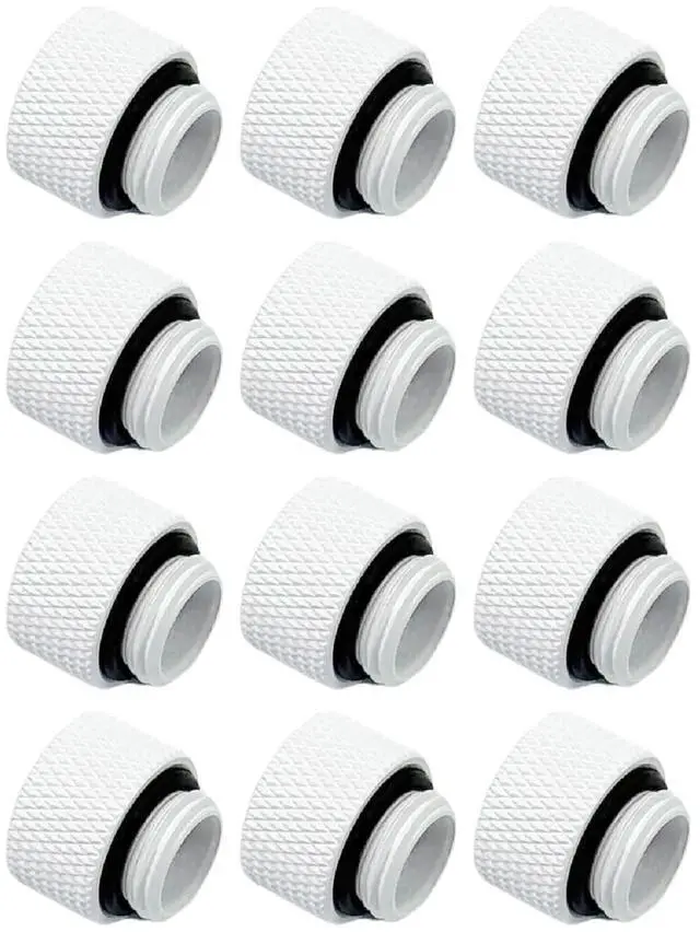Main image of Dracaena.io 12 Pack G1/4" 10mm Height Male to Female Extender Fittings, Brass Compression Fittings with O Rings for PC Liquid Cooling Loop, Water Cooling Tube Connectors, White