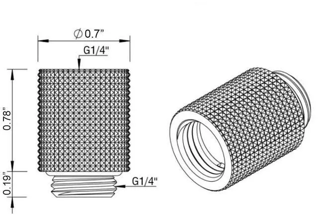 Alt view image 3 of 5 - Dracaena.io 12 Pack G1/4" 20mm Height Male to Female Extender Fittings, Brass Compression Fittings with O Rings for PC Liquid Cooling Loop, Water Cooling Tube Connectors, Black